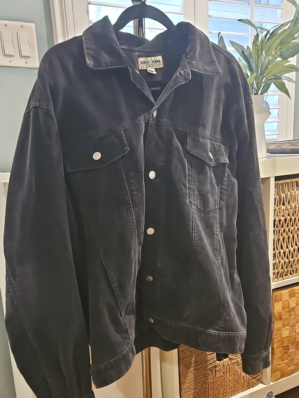 Guess Vintage Men's Black Cordouroy Shirt Jacket True Vintage 0052